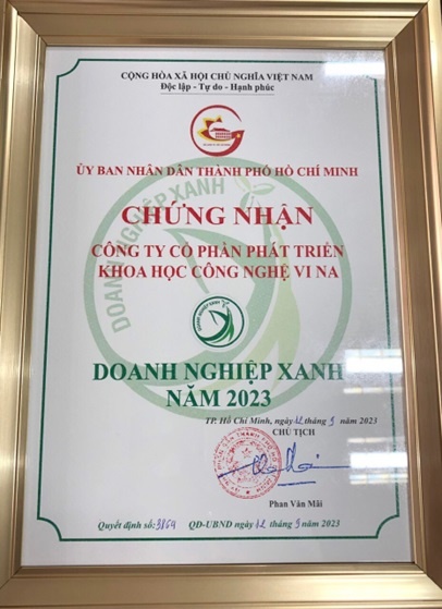 Vina CHG được vinh danh doanh nghiệp xanh TPHCM năm 2023