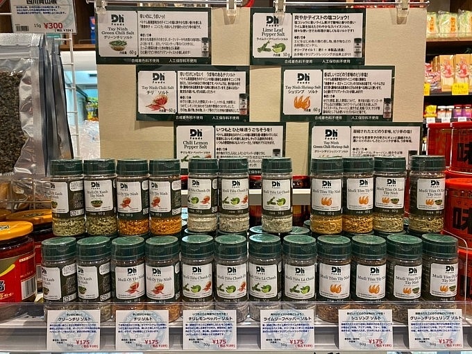 Sản phẩm của DH Foods trên kệ siêu thị Nhật Bản. 	Ảnh: ST