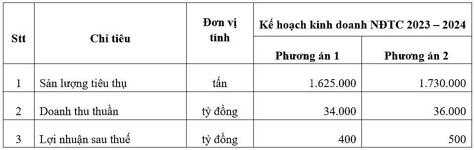 kế hoạch kinh doanh NĐTC 2023 - 2024 của HSG.