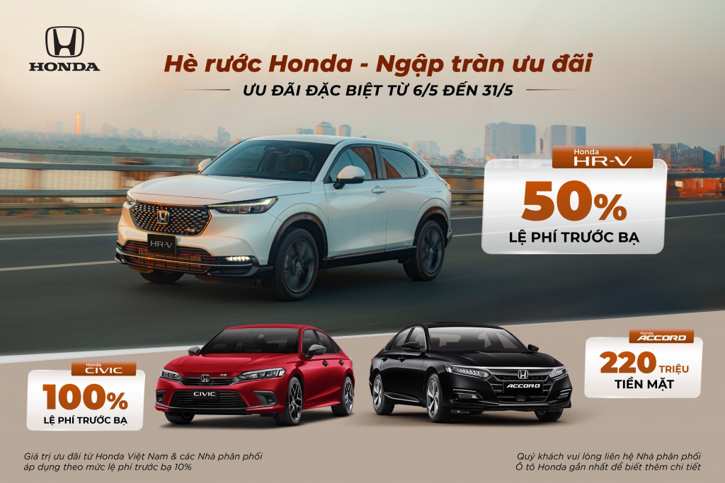 Honda Việt Nam khuyến mại hàng loạt mẫu ô tô trong tháng 5
