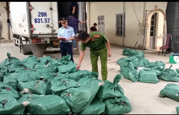 Lạng Sơn bắt giữ 7 tấn thực phẩm đông lạnh không rõ nguồn gốc