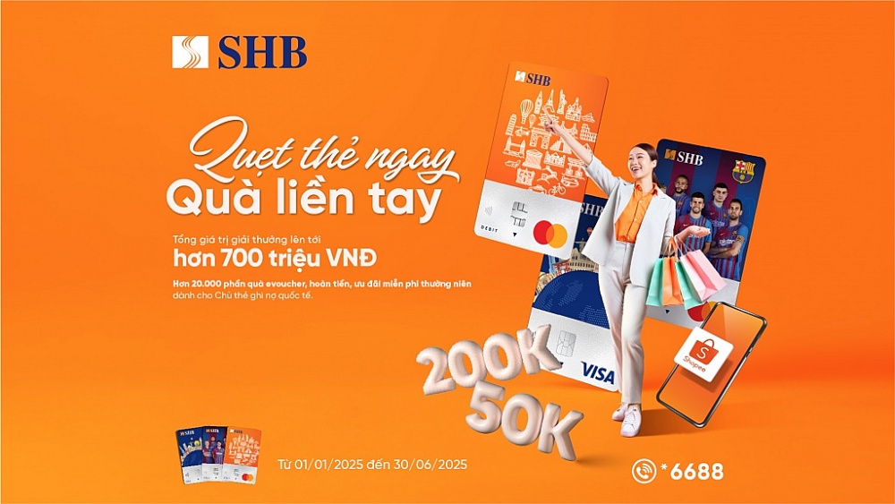 Chủ thẻ ghi nợ quốc tế SHB được hưởng nhiều ưu đãi dịp đầu năm mới