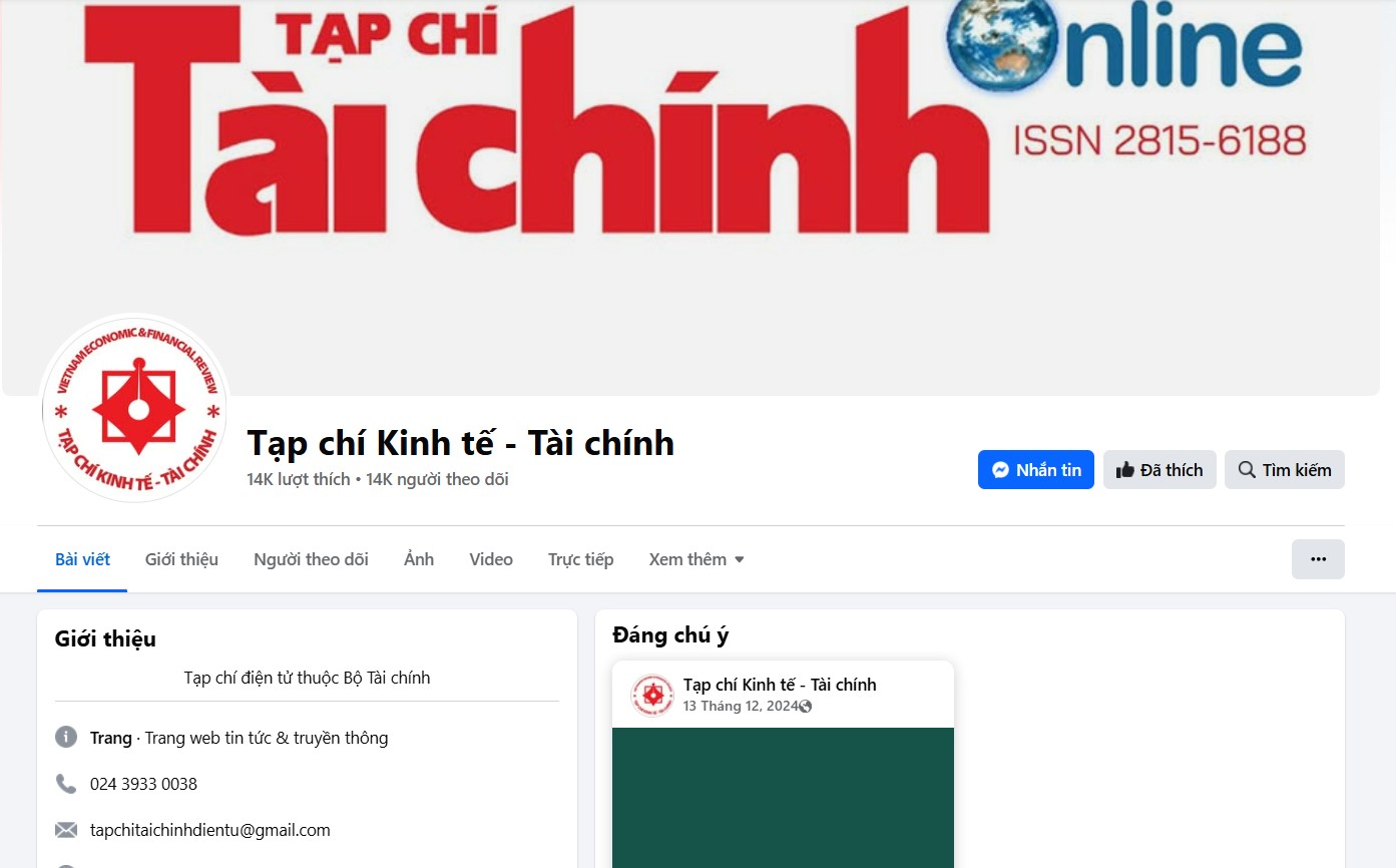 Fanpage chính thức của Tạp chí Kinh tế - Tài chính tại đường link sau: https://www.facebook.com/www.FinancePlus.vn