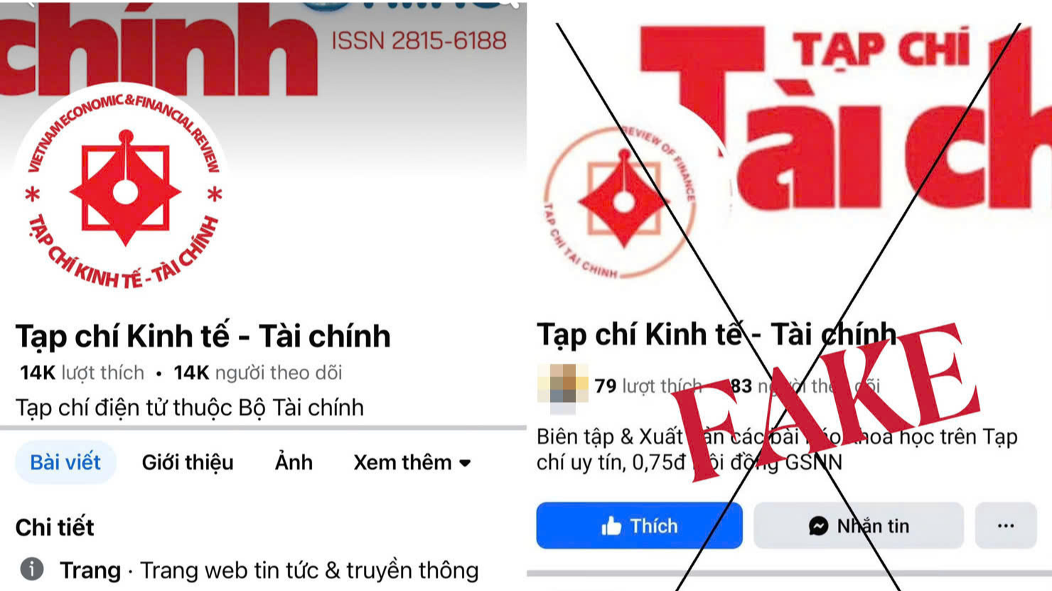 Liên tiếp xuất hiện các fanpage giả mạo Tạp chí Kinh tế - Tài chính trên nền tảng mạng xã hội