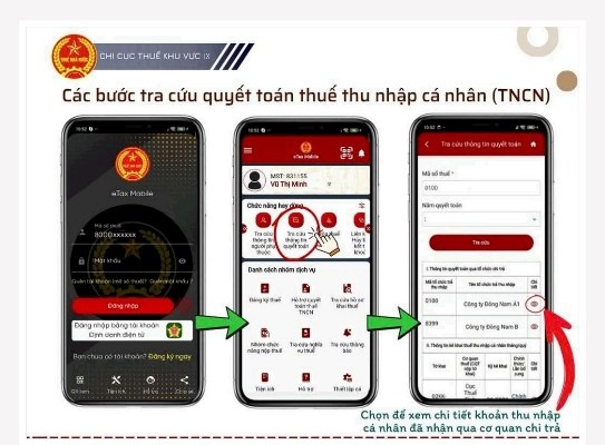 Hướng dẫn tra cứu các bước Quyết toán thuế thu nhập cá nhân qua ứng dụng eTax Mobile