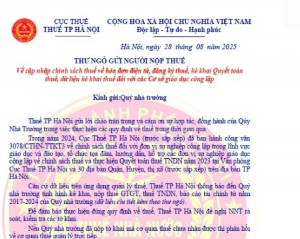 Cơ sở giáo dục công lập cần lưu ý khi thực hiện hóa đơn điện tử, đăng ký thuế