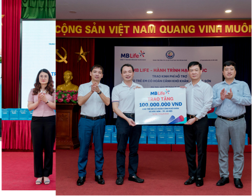 MB Life: trao kinh phí hỗ trợ cho các em có hoàn cảnh khó khăn của xã Sóc Sơn và xã An Khánh