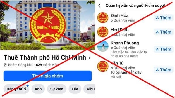 Cảnh báo tài khoản facebook, thông tin giả mạo Thuế TP. Hồ Chí Minh