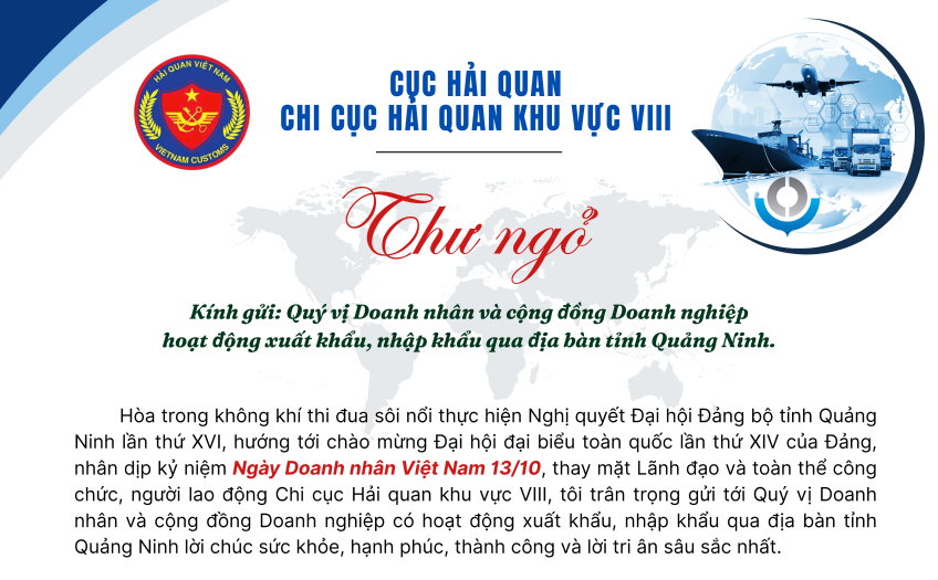 Lãnh đạo Hải quan khu vực VIII gửi thư tri ân nhân ngày Doanh nhân Việt Nam 13/10