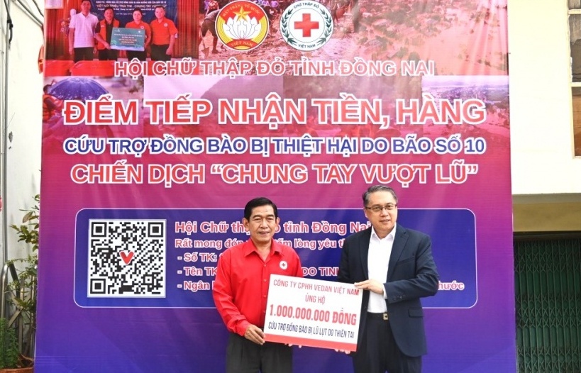 Vedan Việt Nam ủng hộ 1 tỷ đồng hỗ trợ người dân khắc phục hậu quả bão lũ