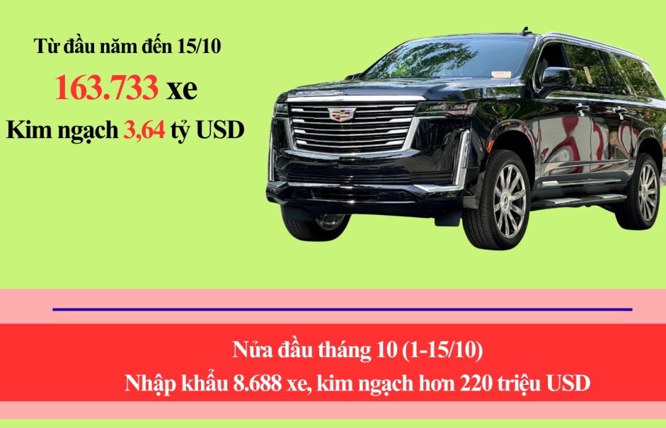 (INFOGRAPHIC): Đã chi gần 4 tỷ USD nhập khẩu 163.733 ô tô