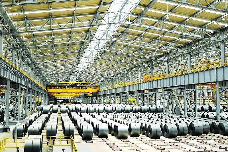 Thép thành phẩm tại Công ty TNHH Gang thép Hưng Nghiệp Formosa. Ảnh: H.Nụ