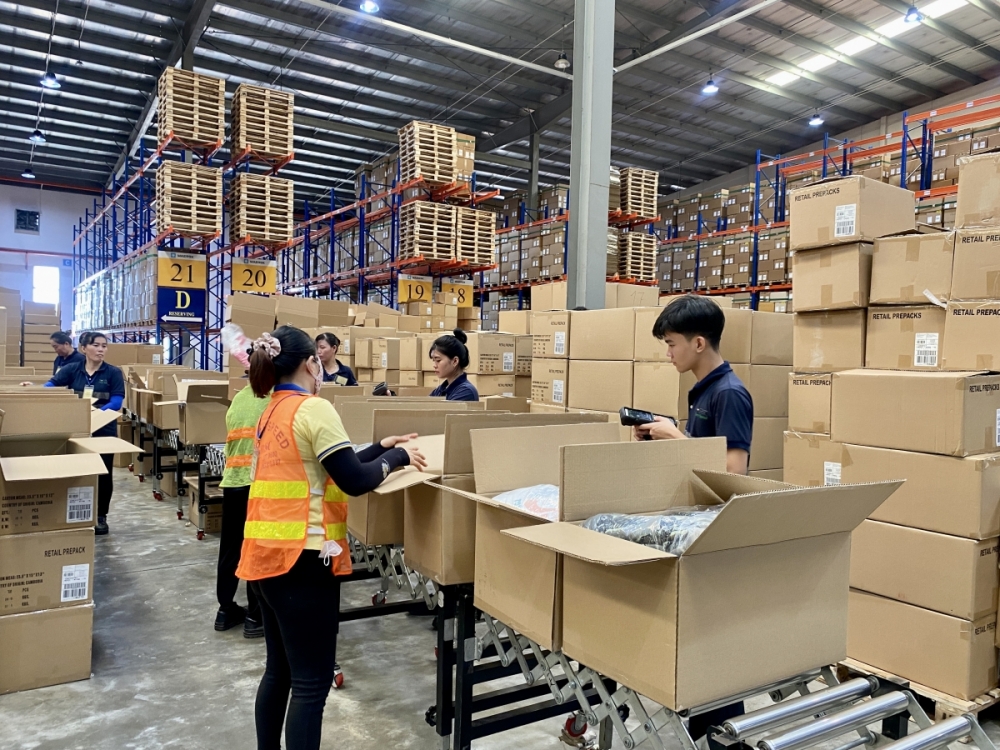 Export warehouse with goods ready for movement