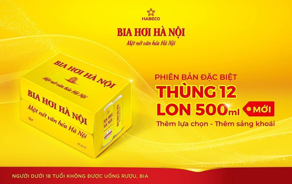 Bia hơi Hà Nội ra mắt phiên bản đặc biệt thùng 12 lon 500ml mới