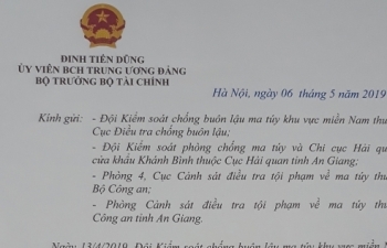 Bộ trưởng Đinh Tiến Dũng khen thành tích bắt giữ 30 kg ma túy ở An Giang