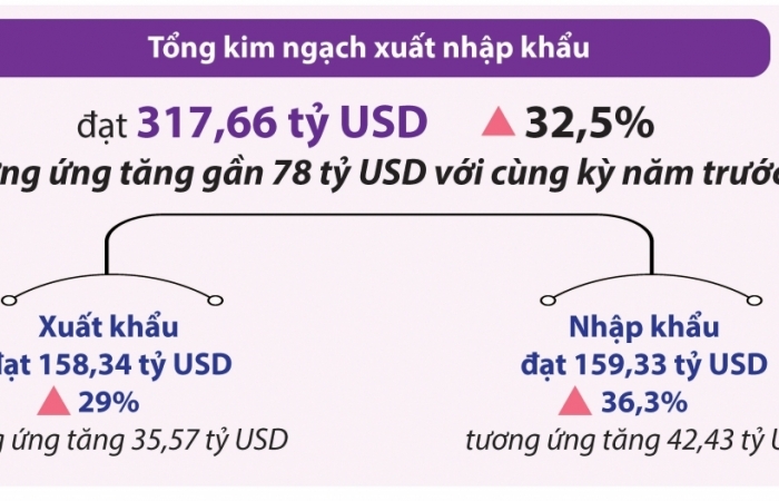 Infographics:Tổng quan xuất nhập khẩu 6 tháng đầu năm