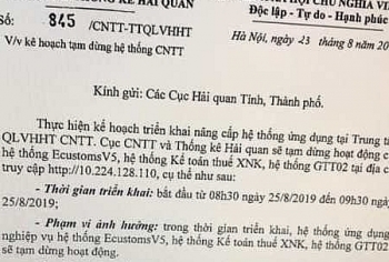 Hải quan tạm dừng một số hệ thống CNTT vào sáng mai 25/8