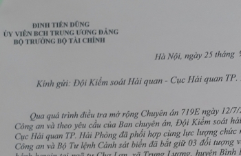 Bộ trưởng Đinh Tiến Dũng gửi Thư khen thành tích triệt phá vụ án 80 bánh heroin