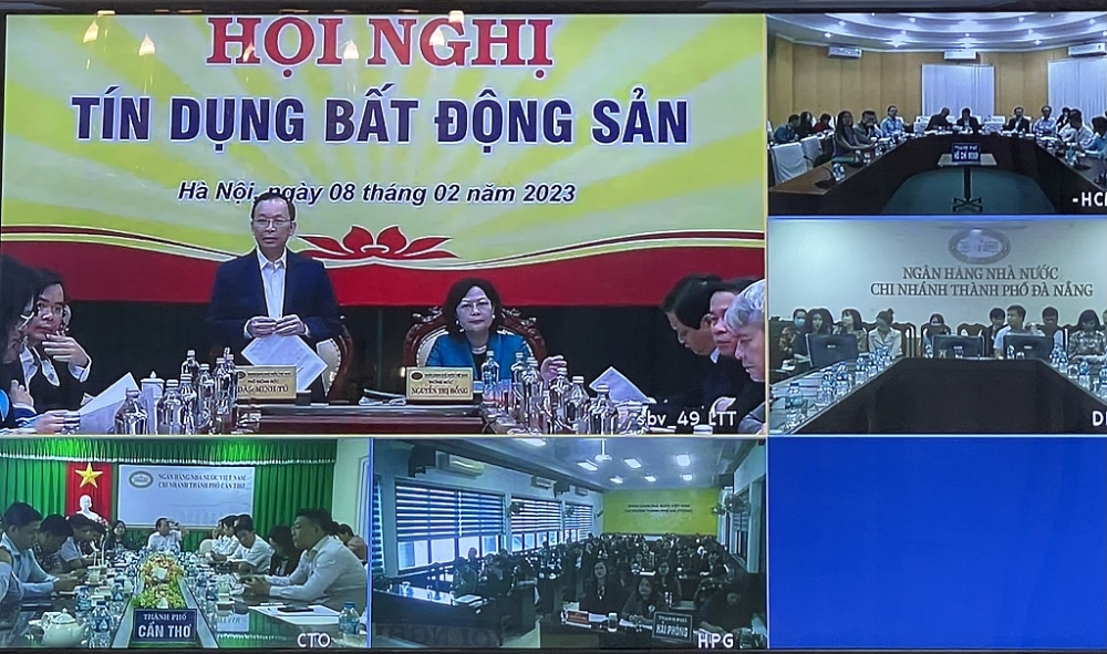 Hội nghị tín dụng bất động sản được tổ chức trực tuyến tại nhiều điểm cầu trên cả nước.