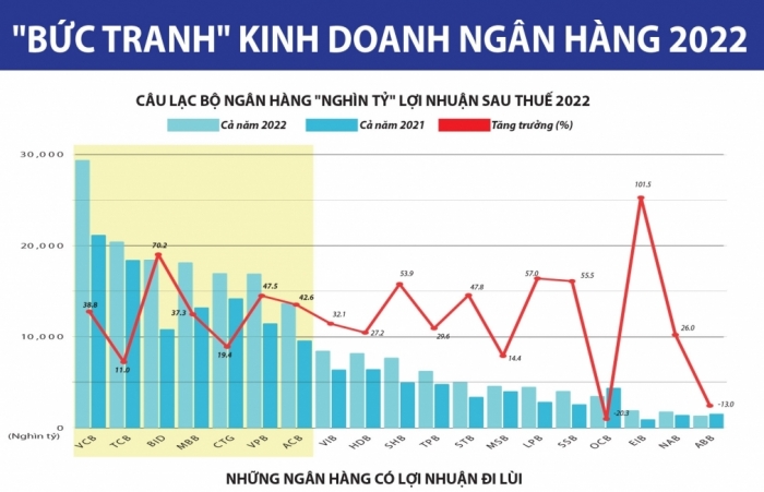 Infographics: "Bức tranh" kinh doanh ngân hàng 2022