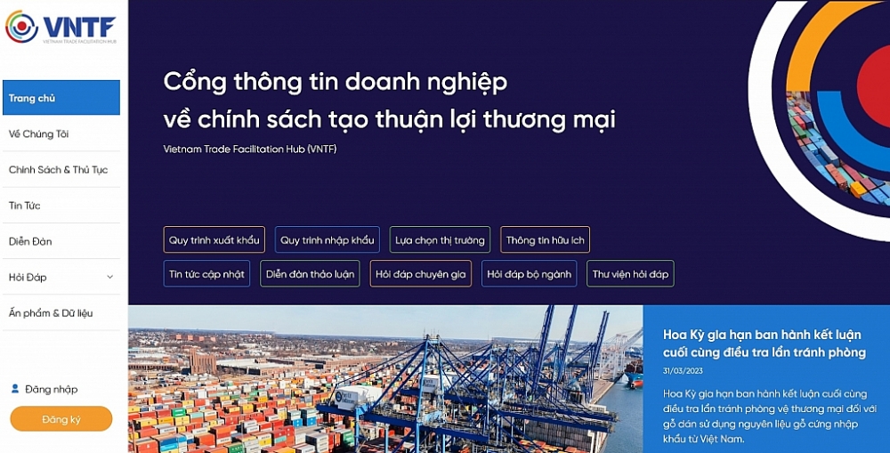 Vận hành Cổng thông tin cho doanh nghiệp về chính sách tạo thuận lợi thương mại