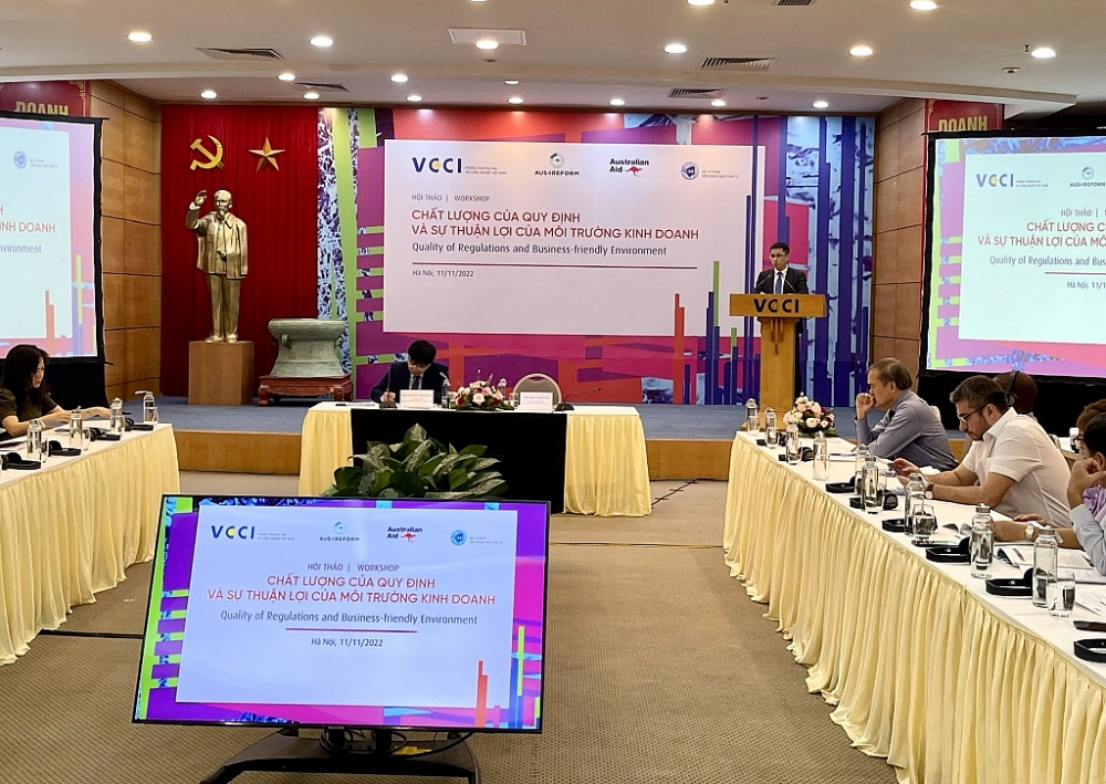 Hội thảo “Chất lượng của quy định và sự thuận lợi của môi trường kinh doanh”. Ảnh: H.Dịu
