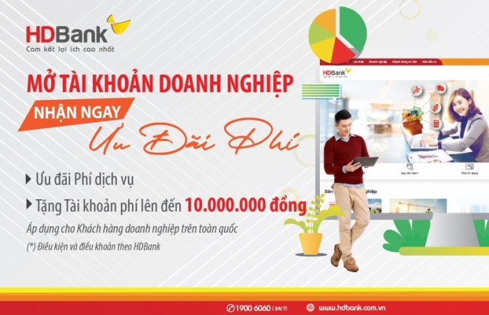 HDBank ưu đãi phí cho khách hàng mở tài khoản doanh nghiệp