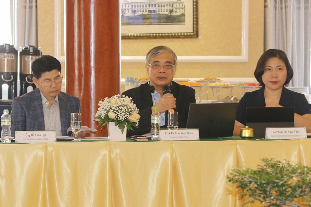 Ông Trần Đình Thiên nêu ý kiến tại cuộc họp. Ảnh: N.H