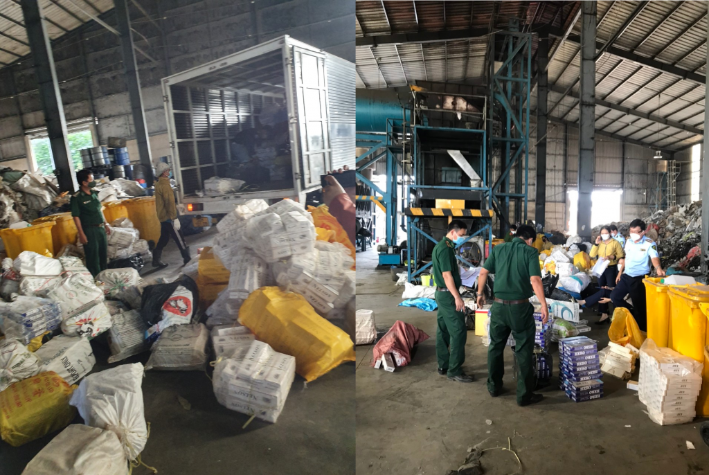Hàng trăm nghìn bao thuốc lá lậu được tiêu hủy