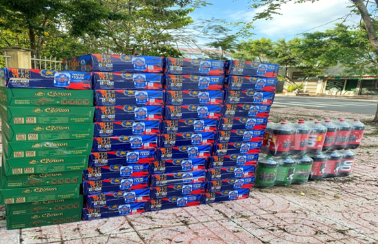 Bia và nước ngọt nhập lậu bị bắt giữ