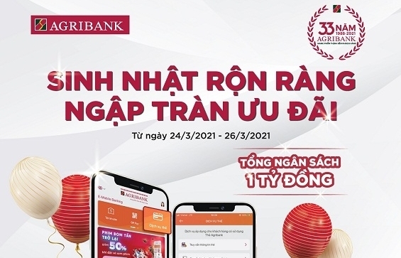 Agribank khuyến mại lớn mừng sinh nhật lần thứ 33