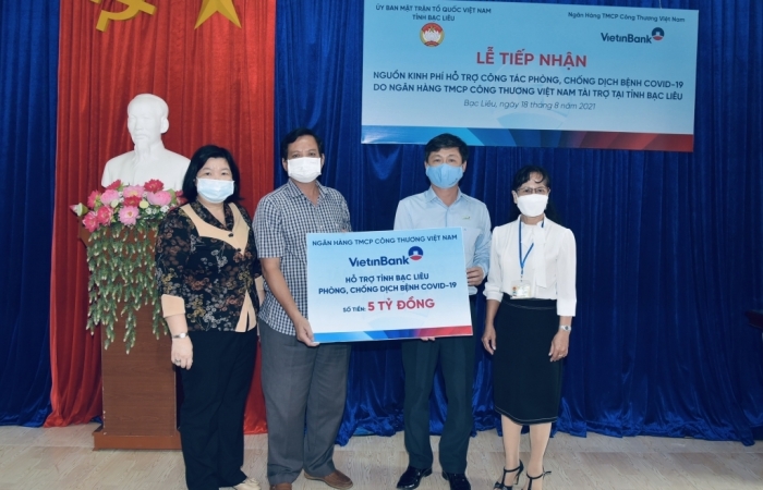 VietinBank hỗ trợ tỉnh Bạc Liêu 5 tỷ đồng phòng, chống dịch COVID-19