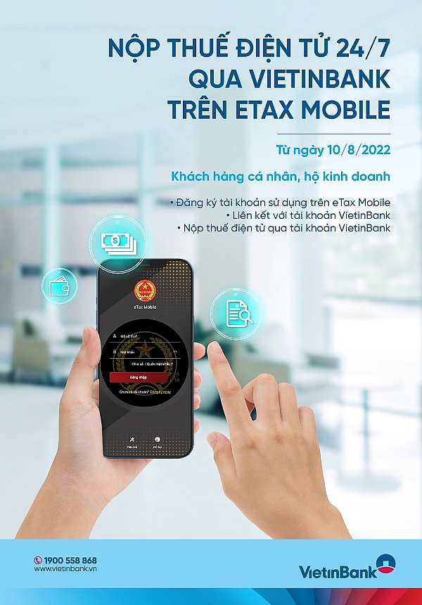 Nộp thuế điện tử 24/7 qua VietinBank trên eTax Mobile