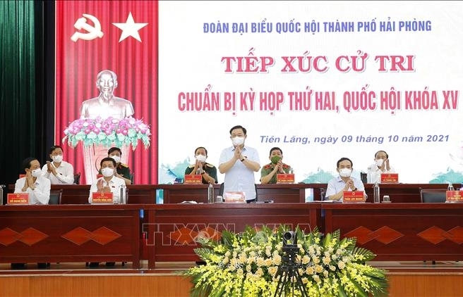 Chủ tịch Quốc hội Vương Đình Huệ tiếp xúc cử tri huyện Tiên Lãng, TP. Hải Phòng