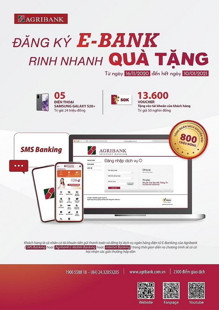 Cùng Agribank Đăng ký E-Bank – rinh nhanh quà tặng