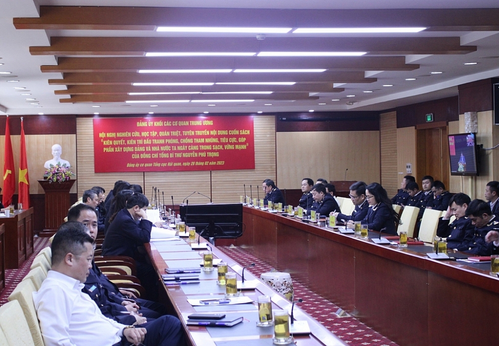 Điểm cầu tại Tổng cục Hải quan. Ảnh: Q,H