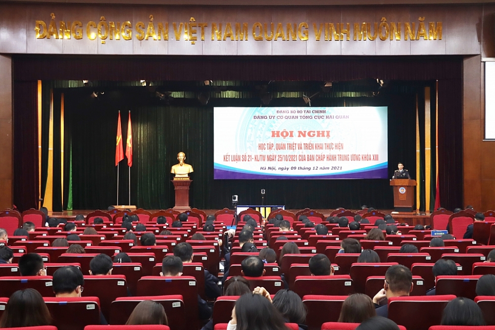 Quang cảnh điểm cầu tại trụ sở Tổng cục Hải quan. Ảnh:  Q.H