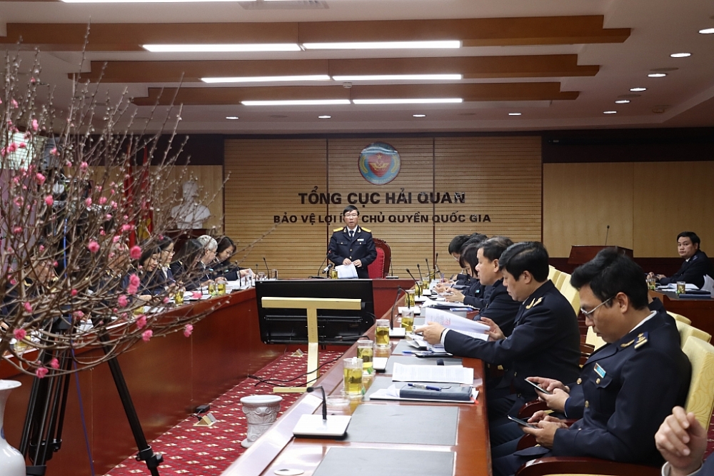 Phó Tổng cục trưởng Tổng cục Hải quan Lưu Mạnh Tưởng phát biểu tại hội nghị. Ảnh: N.Linh