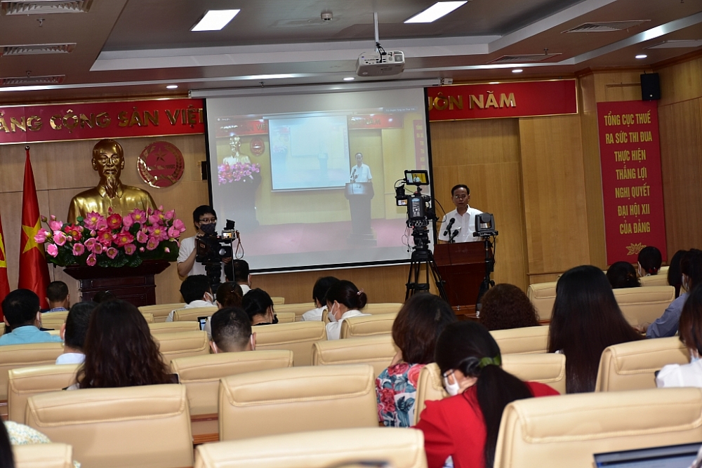 Toàn cảnh Hội nghị tập huấn của Tổng cục Thuế sáng ngày 5/10.