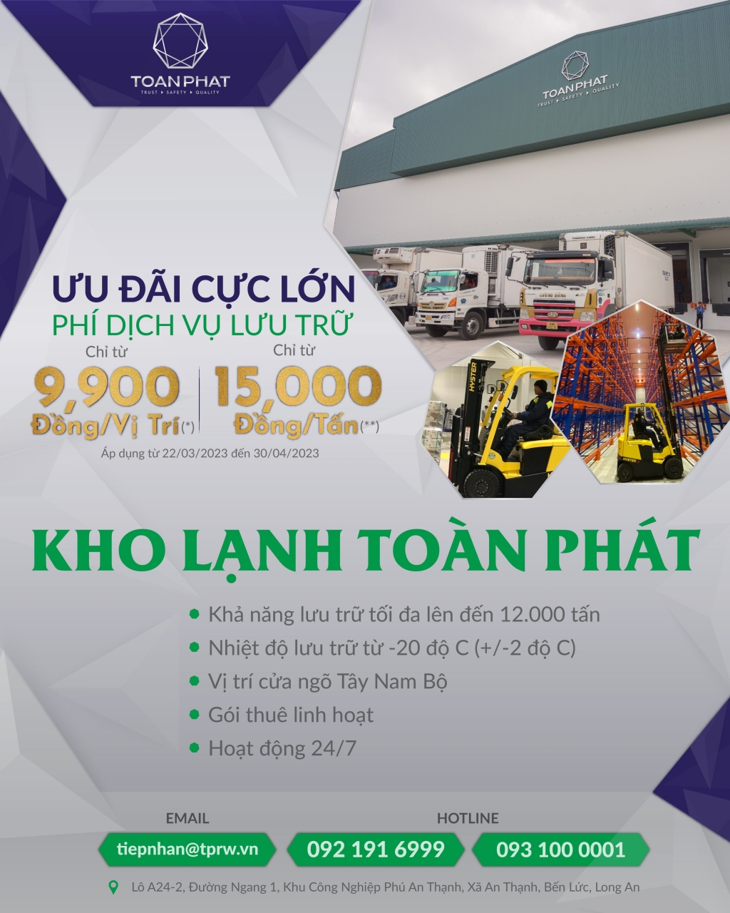 Kho Lạnh Toàn Phát (Long An) - Sự lựa chọn tối ưu của các doanh nghiệp XNK Nông - Thủy sản