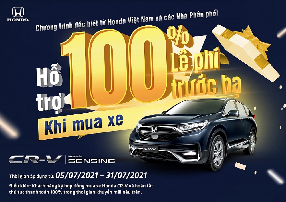 Trong tháng 7 mua Honda CR-V được hỗ trợ 100% lệ phí trước bạ